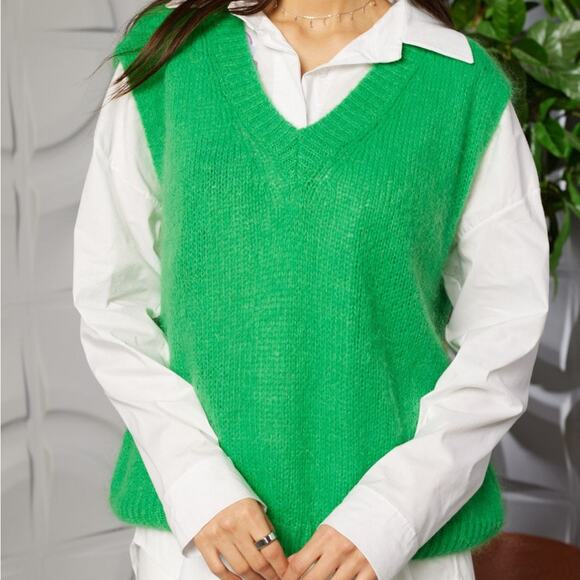 NWOT Colette Le Maison des Fibers Naturelles Italian Blue Wool Vest S/ M - Picture 7 of 7